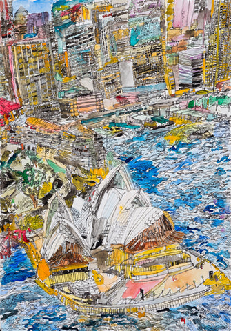 13001 Sydney Opera House - Painted in 2013 - Print on A2 Fine Art paper (16.5x 23.3"/42.0x59.4cm) or A1 Fine Art Paper (59.4x84.1cm/ 23.3x 33.1”) or A0 Fine Art Paper (84.1x118.9cm/33.1x46.8”)