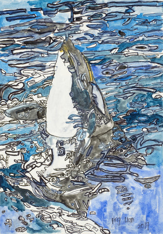 19404 Whale - Painted in 2017 - Print on A3 size paper (29.7x42.0cm / 11.6"x 16.5") or A4 size paper (21x29.7 cm/ 21x29.7”)