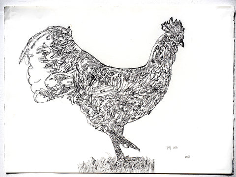 21401 Rooster - Drawn in 2021 - Print on A3 size paper (29.7x42.0cm / 11.6"x 16.5") or A4 size paper (21x29.7 cm/ 21x29.7”)