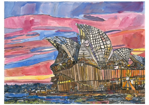 22003 Sydney Opera House - Painted in 2022 - Print on A3 size paper (29.7x42.0cm / 11.6"x 16.5") or A4 size paper (21x29.7 cm/ 21x29.7”)