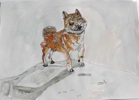 Original 16402 My Dog - Juno (Shiba Inu) - Painted in 2016 - 42x59.4cm (16.5X23.3 inches)