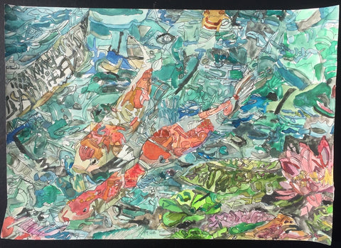 Original 17403 Koi Fish - Painted in 2017 - 42x59.4cm